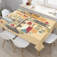 Скатерть прямоугольная JoyArty "Прага в сердце" из оксфорда, 120x145 см