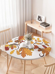 Круглая кухонная скатерть на резинке JoyArty, на круглый стол диаметром 75-100 см.