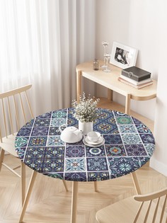 Круглая кухонная скатерть на резинке JoyArty, на круглый стол диаметром 75-100 см.