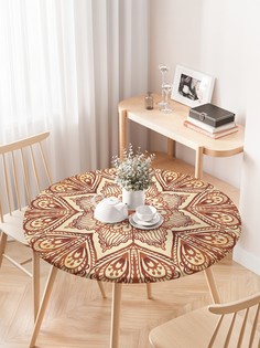 Круглая кухонная скатерть на резинке JoyArty, на круглый стол диаметром 75-100 см.