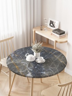 Круглая кухонная скатерть на резинке JoyArty, на круглый стол диаметром 75-100 см.