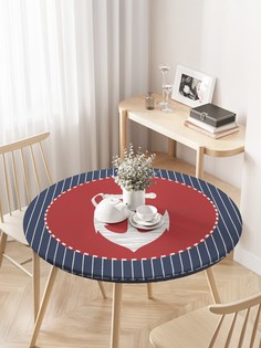 Круглая кухонная скатерть на резинке JoyArty, на круглый стол диаметром 75-100 см.