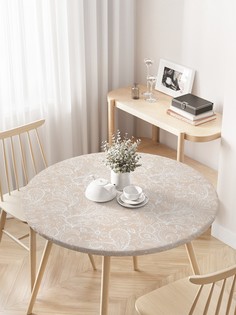 Круглая кухонная скатерть на резинке JoyArty, на круглый стол диаметром 75-100 см.