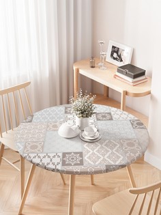 Круглая кухонная скатерть на резинке JoyArty, на круглый стол диаметром 75-100 см.