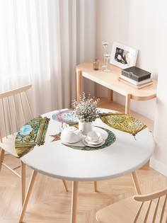 Круглая кухонная скатерть на резинке JoyArty, на круглый стол диаметром 75-100 см.