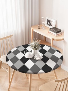 Круглая кухонная скатерть на резинке JoyArty, на круглый стол диаметром 75-100 см.