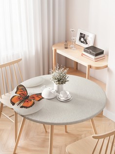 Круглая кухонная скатерть на резинке JoyArty, на круглый стол диаметром 75-100 см.