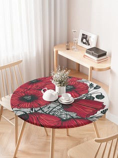 Круглая кухонная скатерть на резинке JoyArty, на круглый стол диаметром 75-100 см.