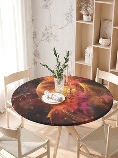 Круглая кухонная скатерть на резинке JoyArty, на круглый стол диаметром 105-120 см