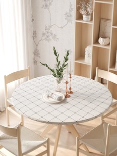 Круглая кухонная скатерть на резинке JoyArty, на круглый стол диаметром 105-120 см