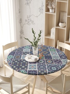 Круглая кухонная скатерть на резинке JoyArty, на круглый стол диаметром 105-120 см