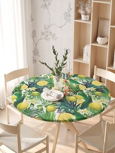 Круглая кухонная скатерть на резинке JoyArty, на круглый стол диаметром 105-120 см