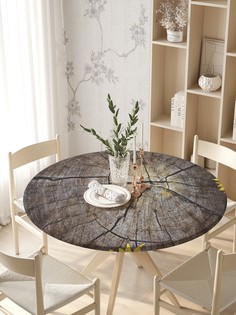 Круглая кухонная скатерть на резинке JoyArty, на круглый стол диаметром 105-120 см