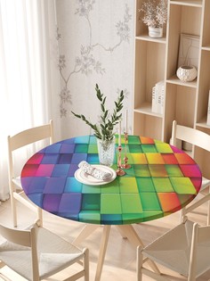 Круглая кухонная скатерть на резинке JoyArty, на круглый стол диаметром 105-120 см