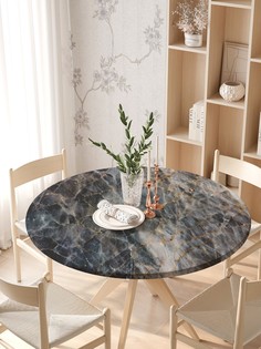 Круглая кухонная скатерть на резинке JoyArty, на круглый стол диаметром 105-120 см