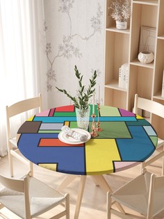 Круглая кухонная скатерть на резинке JoyArty, на круглый стол диаметром 105-120 см