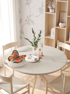 Круглая кухонная скатерть на резинке JoyArty, на круглый стол диаметром 105-120 см