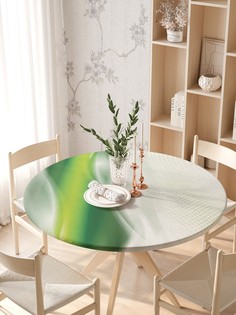 Круглая кухонная скатерть на резинке JoyArty, на круглый стол диаметром 105-120 см