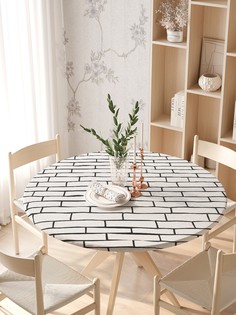 Круглая кухонная скатерть на резинке JoyArty, на круглый стол диаметром 105-120 см