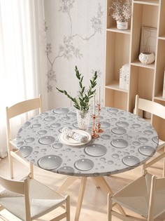 Круглая кухонная скатерть на резинке JoyArty, на круглый стол диаметром 105-120 см