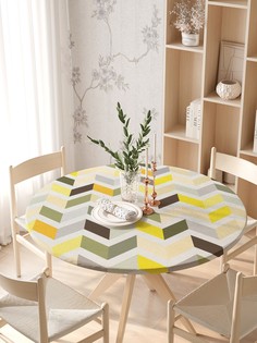 Круглая кухонная скатерть на резинке JoyArty, на круглый стол диаметром 105-120 см