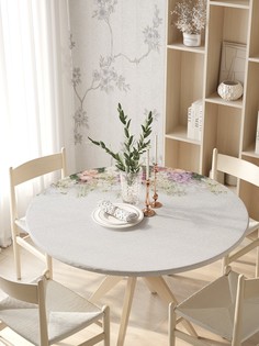 Круглая кухонная скатерть на резинке JoyArty, на круглый стол диаметром 105-120 см