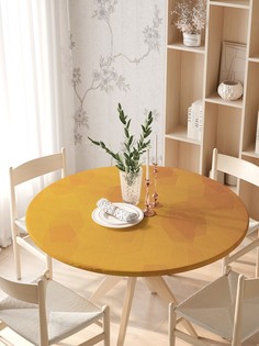 Круглая кухонная скатерть на резинке JoyArty, на круглый стол диаметром 105-120 см