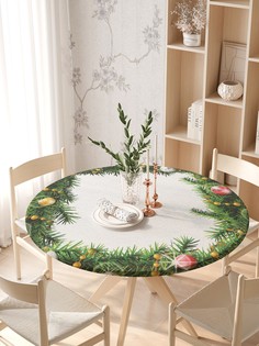 Круглая кухонная скатерть на резинке JoyArty, на круглый стол диаметром 105-120 см