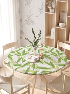 Круглая кухонная скатерть на резинке JoyArty, на круглый стол диаметром 105-120 см