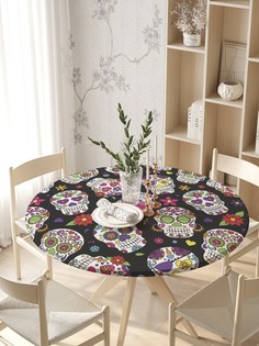 Круглая кухонная скатерть на резинке JoyArty, на круглый стол диаметром 105-120 см