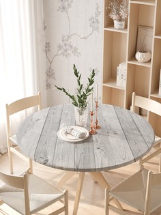 Круглая кухонная скатерть на резинке JoyArty, на круглый стол диаметром 105-120 см