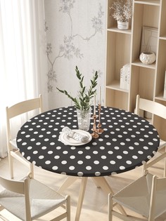 Круглая кухонная скатерть на резинке JoyArty, на круглый стол диаметром 105-120 см