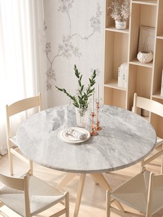 Круглая кухонная скатерть на резинке JoyArty, на круглый стол диаметром 105-120 см