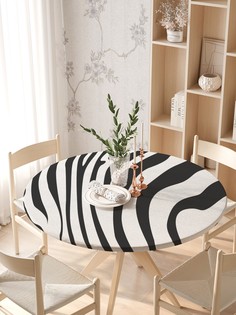 Круглая кухонная скатерть на резинке JoyArty, на круглый стол диаметром 105-120 см