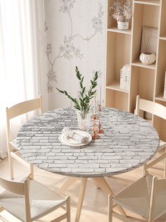 Круглая кухонная скатерть на резинке JoyArty, на круглый стол диаметром 105-120 см