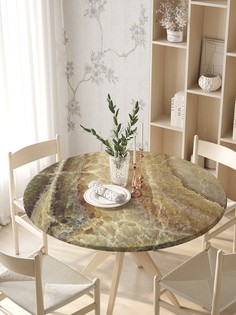 Круглая кухонная скатерть на резинке JoyArty, на круглый стол диаметром 105-120 см