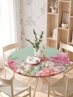 Круглая кухонная скатерть на резинке JoyArty, на круглый стол диаметром 105-120 см