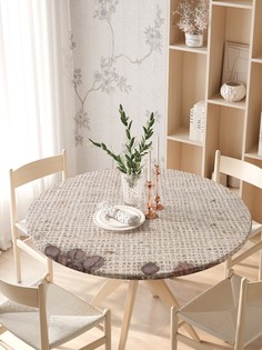 Круглая кухонная скатерть на резинке JoyArty, на круглый стол диаметром 105-120 см