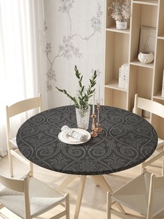 Круглая кухонная скатерть на резинке JoyArty, на круглый стол диаметром 105-120 см