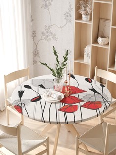 Круглая кухонная скатерть на резинке JoyArty, на круглый стол диаметром 105-120 см