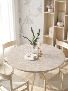 Круглая кухонная скатерть на резинке JoyArty, на круглый стол диаметром 105-120 см