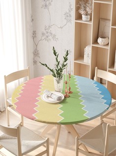 Круглая кухонная скатерть на резинке JoyArty, на круглый стол диаметром 105-120 см