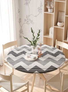 Круглая кухонная скатерть на резинке JoyArty, на круглый стол диаметром 105-120 см