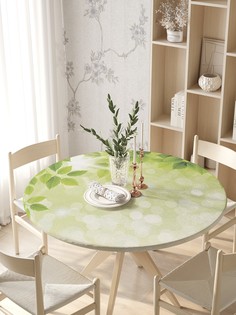 Круглая кухонная скатерть на резинке JoyArty, на круглый стол диаметром 105-120 см