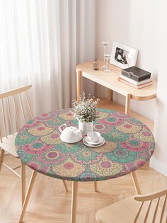 Круглая кухонная скатерть на резинке JoyArty, на круглый стол диаметром 75-100 см.