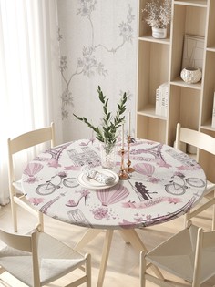 Круглая кухонная скатерть на резинке JoyArty, на круглый стол диаметром 105-120 см