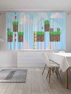 Классические шторы JoyArty "Ретро игровая платформа", Oxford DeLux, 2 полотна 145x180 см