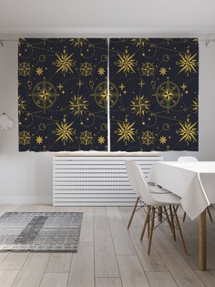 Классические шторы JoyArty "Векторные навигаторы", Oxford DeLux, 2 полотна 145x180 см