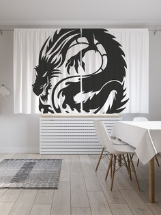 Классические шторы JoyArty "Огнедышащий дракон", Oxford DeLux, 2 полотна 145x180 см