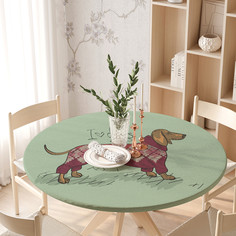 Круглая кухонная скатерть на резинке JoyArty, на круглый стол диаметром 105-120 см